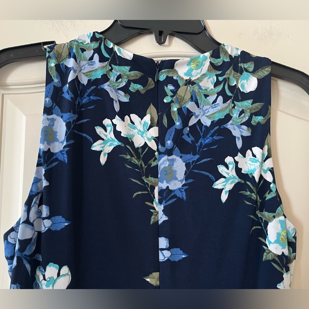 New! London Times Navy Blue Floral Sleeveless Dress Women’s size 8 - Picture 5 of 14